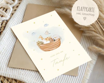 Carte de baptême | Carte cadeau de baptême | Carte de félicitations pour garçons et filles | Carte pour le baptême | Dorée, enveloppe incluse