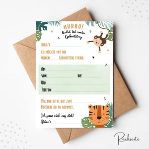 Inviti per feste di compleanno per bambini a tema tigre MeinBaby123® | Inviti di compleanno per bambini | Buste incluse immagine 5