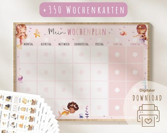 Weekplanner voor kinderen | Weekplanner voor kinderen | Montessori weekplanner om af te drukken | Digitale download | Dagplanner | Zeemeermin