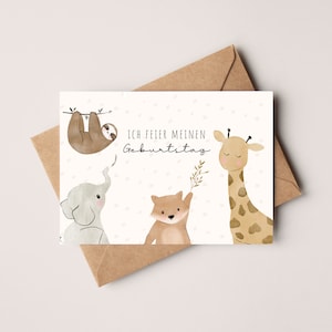 MeinBaby123® Uitnodigingskaarten Kinderverjaardag Schattige dieren | Verjaardagsuitnodigingen voor kinderen | inclusief enveloppen | V33