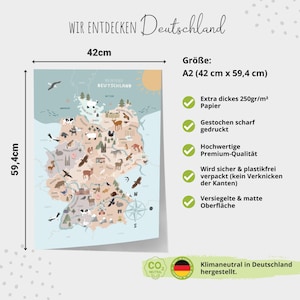 MeinBaby123® DIN A2 Deutschlandkarte für Kinder Kinderzimmer Bilder Deutschland Lernposter Premium Qualität Deutschlandkarte Bild 4