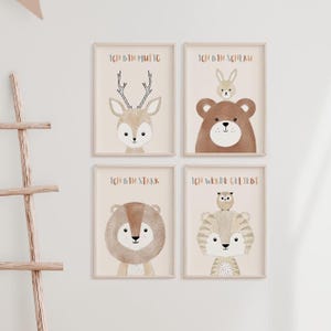 MeinBaby123® 4er Set DIN A4 Affirmationsbilder | Bilder Kinderzimmer Deko Poster | Motivation, Selbstbewusstsein | (4 Freunde Affirmation)