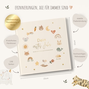 Babytagebuch 'Mein erstes Jahr' Erinnerungsbuch Baby Geschenkidee zur Geburt Zauberhafte Momente für die Ewigkeit festhalten beige Bild 3