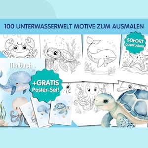 100 images à colorier du monde sous-marin, coloriage de sirène, pages à colorier de dauphins PDF, pages à colorier de poissons à télécharger, livre de coloriage de créatures marines pour enfants