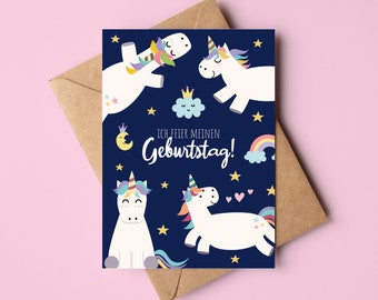 Unicorn invitation cards for children's birthday | Birthday invitations for girls | Unicorn party children's birthday invitation cards