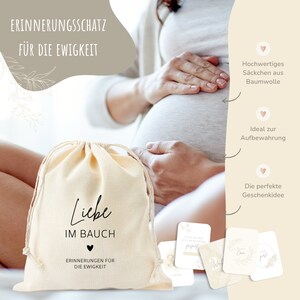 42 Meilensteinkarten Schwangerschaft zum Ausfüllen inkl. Baumwollsäckchen, Geschenk zur Schwangerschaft, Schwangerschaft Geschenk beige Bild 7