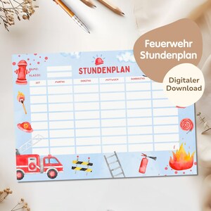 Digital timetable for children PDF for download | School timetable | Printable timetable | Boy&#39;s timetable - Fire Department