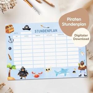 Pirates Digital Timetable for Children PDF to Download | Pirate Timetable | Printable Timetable PDF | Timetable for Boys