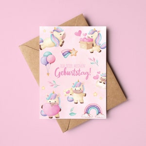 Eenhoorn uitnodigingskaarten voor kinderverjaardag | Verjaardagsuitnodigingen voor meisjes | Meisjes kinderverjaardag uitnodigingskaarten met schattige eenhoorn