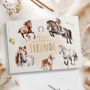 Amigos reservan caballos para niños | Álbum de amigos de caballos escuela de jardín de infantes | Regalo para la inscripción escolar para niñas, libro de amistad para jardín de infantes