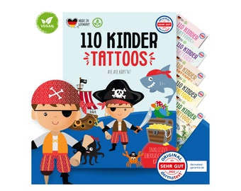 MeinBaby123® 110 huidvriendelijke kindertatoeages, piratentattoos, piratenverjaardag, piratenfeest, kinderverjaardagsfeestzakjes