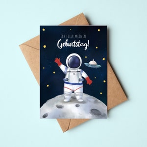 Astronaut uitnodigingskaarten kinderfeestje | Verjaardagsuitnodigingen voor jongens | Uitnodigingskaarten voor kinderverjaardagen Astronauten