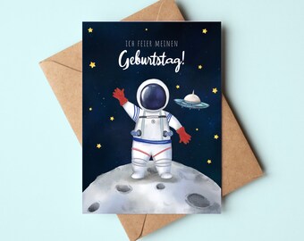 Astronauten Einladungskarten Kindergeburtstag | Geburtstagseinladungen für Jungs | Kindergeburtstag Einladungskarten Astronauten