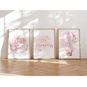 MeinBaby123® Juego de 3 cuadros de unicornios DIN A4 para habitación infantil | Póster decoración de la habitación de los niños | Decoración de la habitación del bebé | Murales (Unicornio V5)