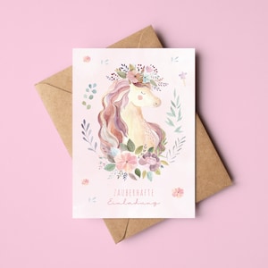 Cartes d'invitation licorne pour anniversaire d'enfant | Invitations d'anniversaire pour les filles | Fête d'anniversaire des enfants Licorne