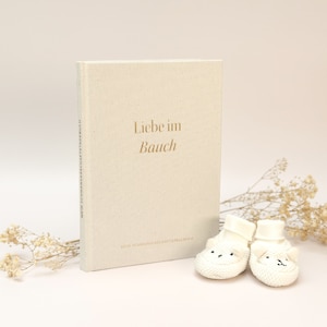 Pregnancy journal with gold-plated linen cover, gifts for pregnant women, pregnancy, love in the womb, pregnancy (linen) image 2