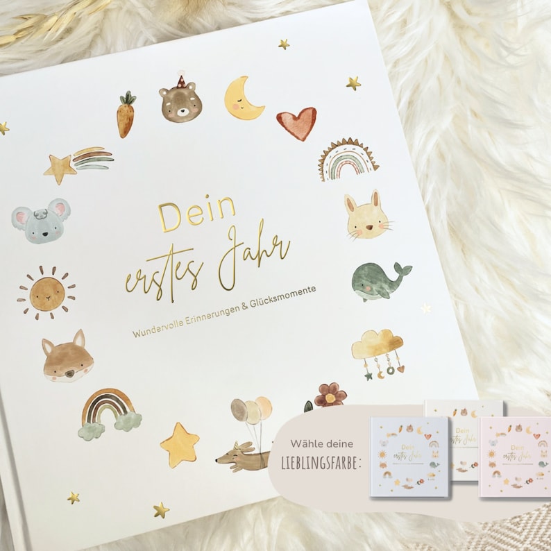 Babytagebuch 'Mein erstes Jahr' Erinnerungsbuch Baby Geschenkidee zur Geburt Zauberhafte Momente für die Ewigkeit festhalten beige Bild 10