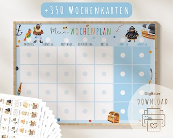 Weekplanner voor kinderen | Weekplanner voor kinderen | Montessori weekplanner | Afdrukbare weekplanner | Digitale download | Dagplanner | Piraten
