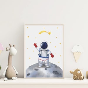 MeinBaby123® juego de 6 cuadros DIN A4 y DIN A5 habitación infantil | Póster decoración de la habitación de los niños | Decoración de la habitación del bebé | Murales | Decoración de pared (Astronauta V2)