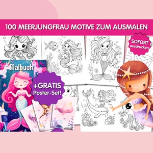 100 Printable Coloring Pages for Kids – Mermaid Coloring Pages to Print, Creative Coloring Templates, PDF Coloring Book Pages for Kids