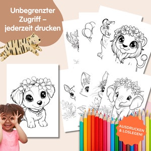100 süße Tier Ausmalbilder für Kinder | Ausmalvorlagen Tiere | Malbuch PDF |Malvorlagen Ausdrucken | Ausmalbilder PDF, Ausmalvorlagen Kinder