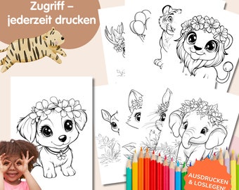 100 süße Tier Ausmalbilder für Kinder | Ausmalvorlagen Tiere | Malbuch PDF |Malvorlagen Ausdrucken | Ausmalbilder PDF, Ausmalvorlagen Kinder
