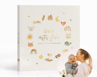 Babydagboek 'Mijn eerste jaar' | Geheugenboek baby | Cadeau-idee voor een geboorte | Leg magische momenten voor de eeuwigheid vast (beige)