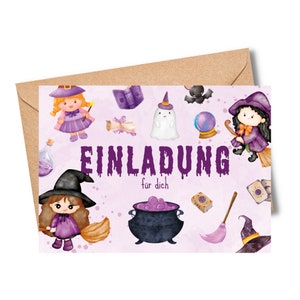 Witch invitation cards for children's birthdays | Birthday invitations for children | Witch party | Witch invitation cards for children's birthdays image 7