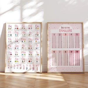 MeinBaby123® 2er Set | Lernposter Grundschrift | 1x1 Poster für Kinder Kindergarten, Vorschule, Grundschule | + Übungsblätter