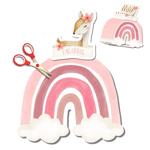 Biglietto d'invito arcobaleno da realizzare, biglietti d'invito per compleanno per bambini fai da te per ragazze, invito per compleanno per bambini da realizzare
