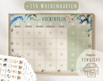 Weekplanner voor kinderen | Weekplanner voor kinderen | Montessori weekplanner | Printbare weekplanner | Digitale download | Dagplanner | Dino