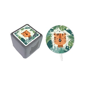 MeinBaby123® Set of 2 protective films for Toniebox and charging station | Protective cover suitable for Toniebox | Toniebox accessories | (Tiger in the jungle)