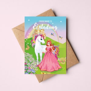 Prinzessin Einladungskarten Kindergeburtstag | Geburtstagseinladungen für Mädchen | Prinzessinnen Kindergeburtstag Einladungskarten