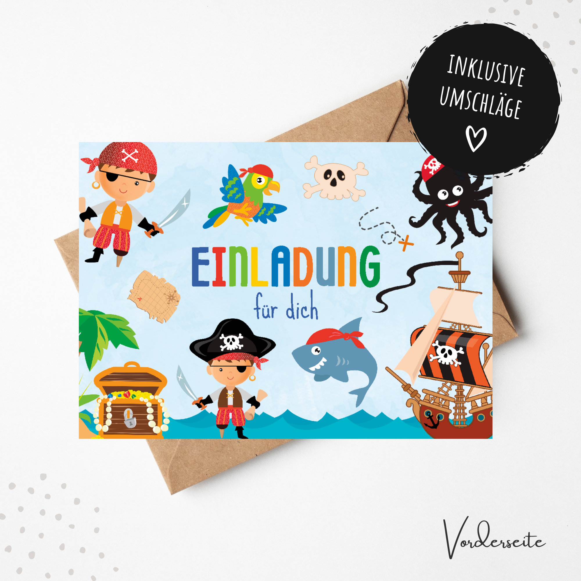 NET TOYS Piraten-Einladungskarten (8 Stück) – Bunt, Mit Umschlägen, Ca. 14x9 Cm – Perfekt Für Kindergeburtstag Oder Piraten-Mottoparty
