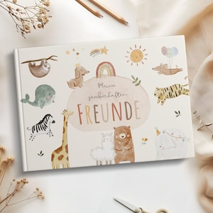 Libro de Amigos Animales Boho para Niños | Álbum de amigos escuela de jardín de infantes | Regalo de inscripción escolar, libro de amigos del jardín de infantes.
