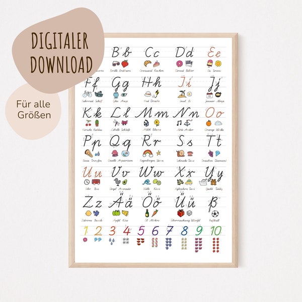 MyBaby123® Digital Download | Basic Font Poster | Cursive | Nursery Posters | ABC Learning Poster | Alphabet (black/white V2)