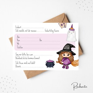 Witch invitation cards for children's birthdays | Birthday invitations for children | Witch party | Witch invitation cards for children's birthdays image 3