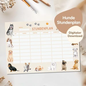 Dogs Digital timetable for children PDF to download | School timetable | Printable timetable | Timetable for boys and girls
