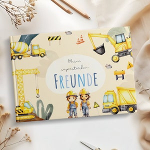Amigos libro excavadora para niños | Álbum de amistad chicos | Álbum de amigos jardín de infantes y escuela | Libro de la amistad tapa dura.