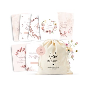 42 cartes d'étapes de grossesse à remplir, y compris un sac en coton, un cadeau de grossesse et un cadeau de grossesse (rose)