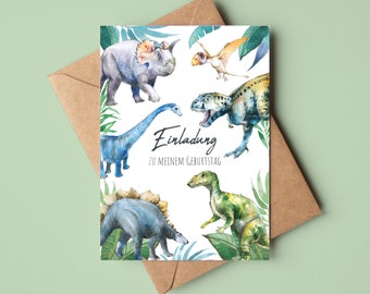 Dino invitation cards for children&#39;s birthdays | Dinosaur children&#39;s birthdays | Birthday invitations for boys | Dinosaur invitation cards