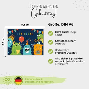 Monster Einladungskarten Kindergeburtstag Geburtstagseinladungen für Kinder inkl. Briefumschläge V24 Bild 6