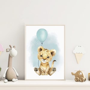 MeinBaby123® Póster para habitación infantil DIN A4 león | Póster decoración de la habitación de los niños | Decoración de la habitación del bebé | Murales de citas (león)