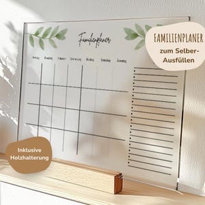 Acrylic glass weekly planner wipeable | Weekly plan | Reusable | Family planner | Notes | To-dos | Appointment calendar | Wall calendar