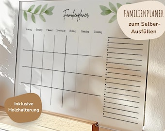 Acrylglas Wochenplaner abwischbar | Wochenplan | wiederverwendbar | Familienplaner | Notizen | To Dos | Terminkalender | Wandkalender