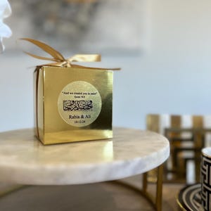10st gepersonaliseerde nikkah gunstdoosjes, islamitische feestartikelen, gouden trouwbedankjes dozen, nikkah gouden dozen, nikkah dozen, moslim huwelijkscadeau