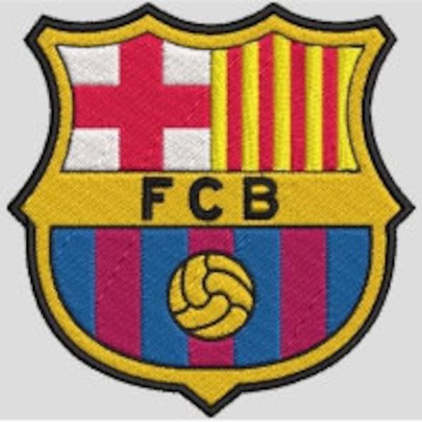 Motif de broderie du FC Barcelone. Conception de broderie à la machine. Conception de broderie. Deux tailles. Meilleur prix. Haute qualité. Coloré.