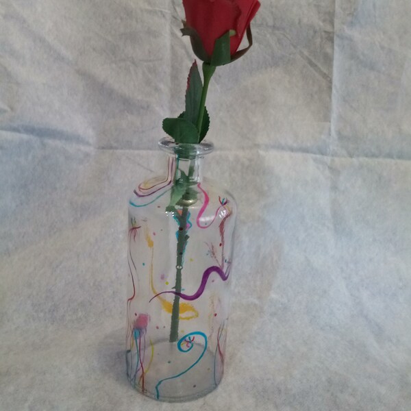 Vase à fleur, vase à offrir, vase peint à la main, vase unique et original