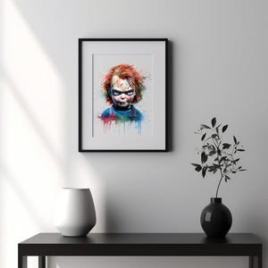 Chucky Child&#39;s Play Poster, Horror Portrait, Creepy Poster Print, Vintage Photography, Gothic Lovers, Horror Print, Wall Hanging, Handmade.