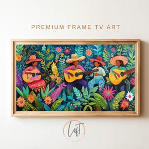 Descarga digital de mural mexicano vintage para TV con marco, arte colorido para TV mexicana, herencia hispana, arte para TV con marco Samsung del Cinco de Mayo